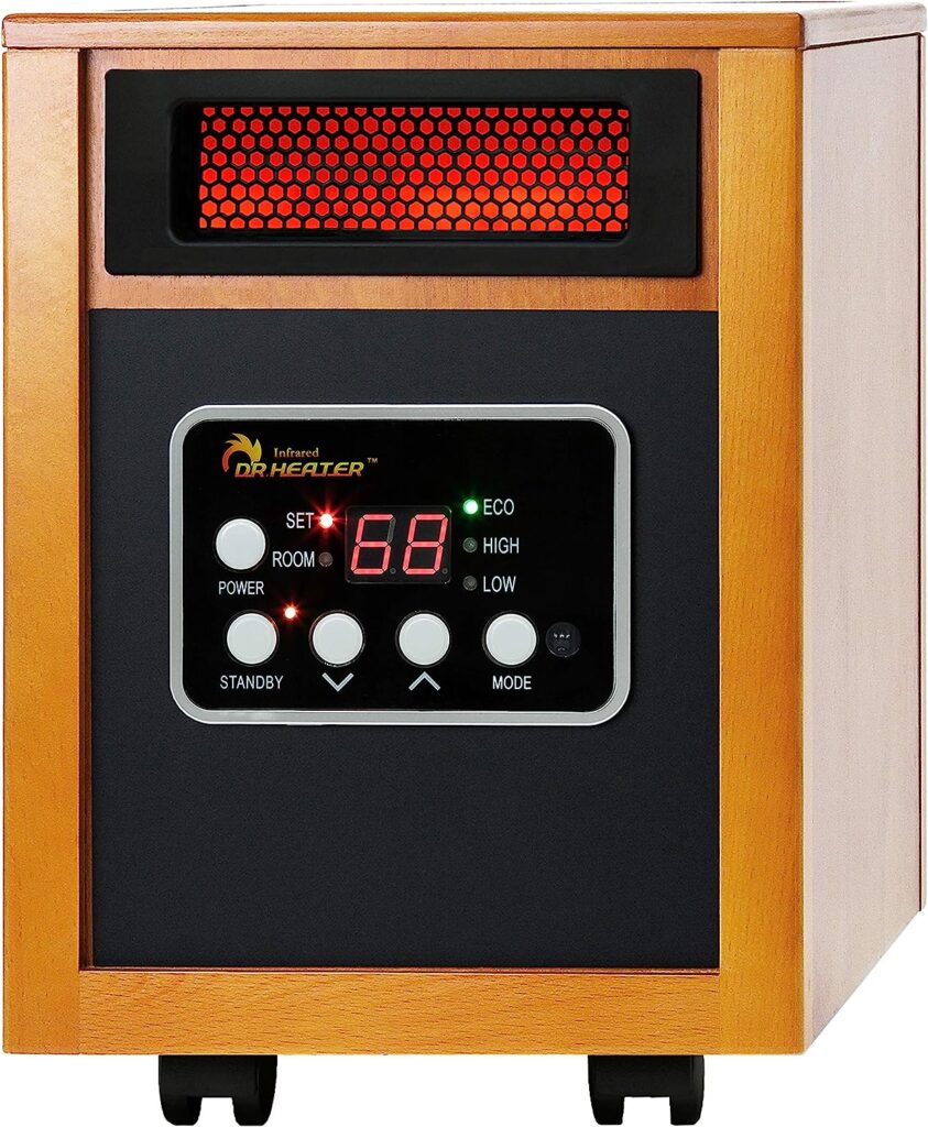 Dr Infrared Heater Portable Space Heater, 1500-Watt, Cherry