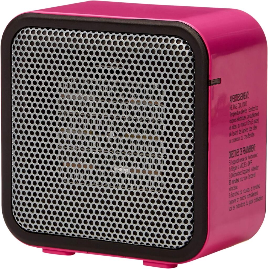 Amazon Basics 500-Watt Ceramic Small Space Personal Mini Heater - Pink