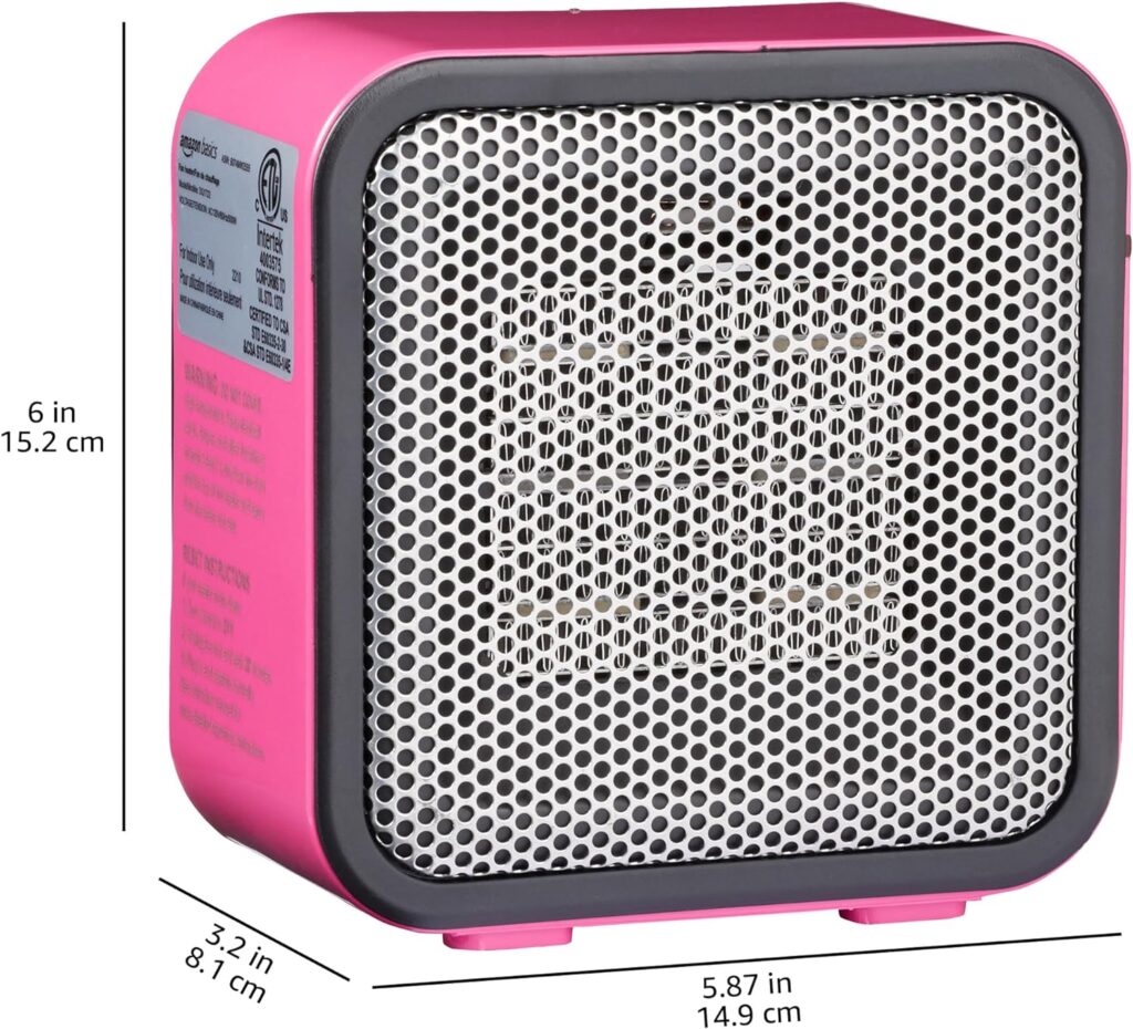 Amazon Basics 500-Watt Ceramic Small Space Personal Mini Heater - Pink