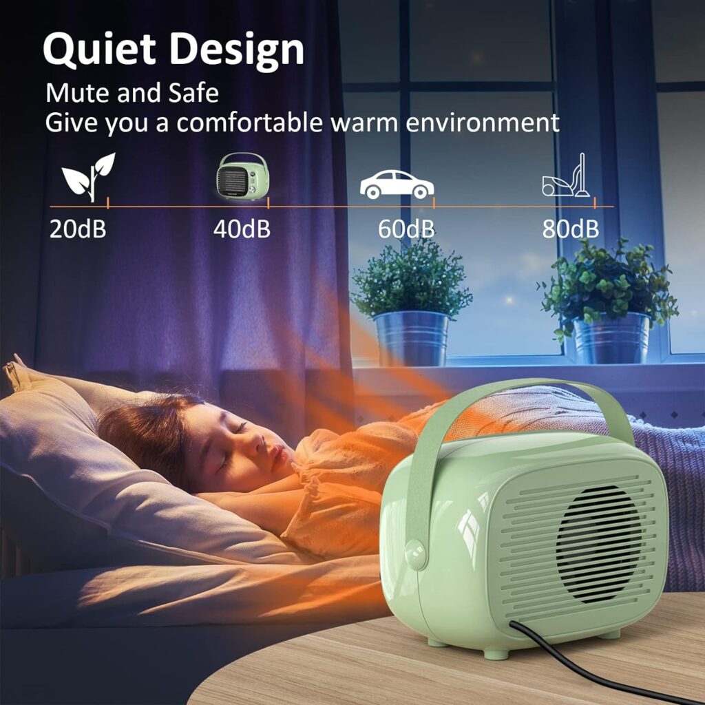 Coolfor Space Heater,Fast Heating Desk Heater with Temperature Control,800W/500W Safe and Quiet Ceramic Heater fan for Home Bedroom Office Desk Indoor Use(Green)