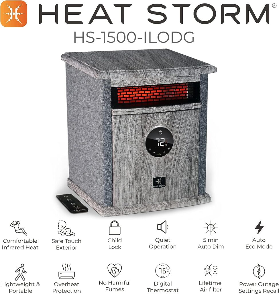 Heat Storm HS-1500-ILODG Cabinet Heater, 15 H x 13.5 W x 11 D, Gray