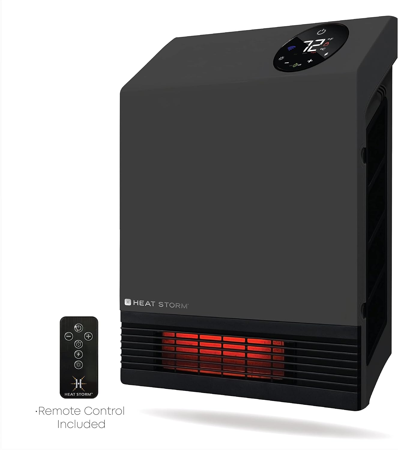 Heat Storm Wall Gray HS-1000-WX Deluxe Indoor Infrared Space Saving-1000 Watts-Remote Control-Home Office Heater-Safe to Touch Grill, 13x4x17