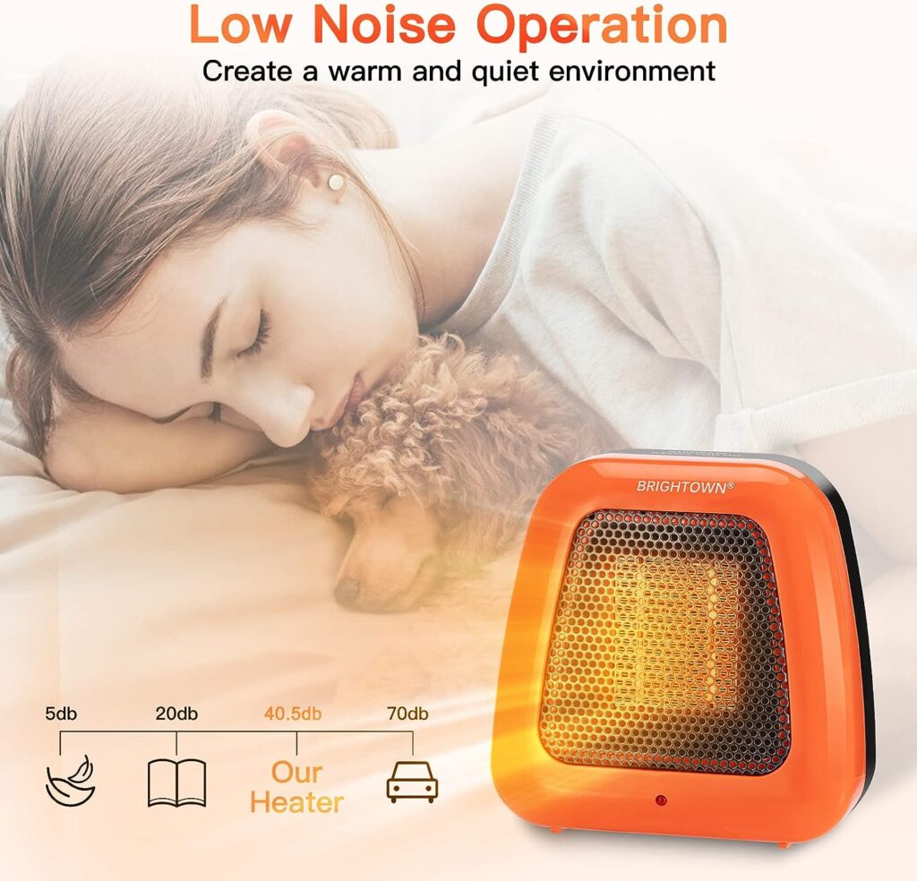 Small Space Heater for Indoor Use - 400W Low Wattage Portable Personal Mini Heater with Tip Over Protection, Low Noise Desk Heater for Office Bedroom Home Use