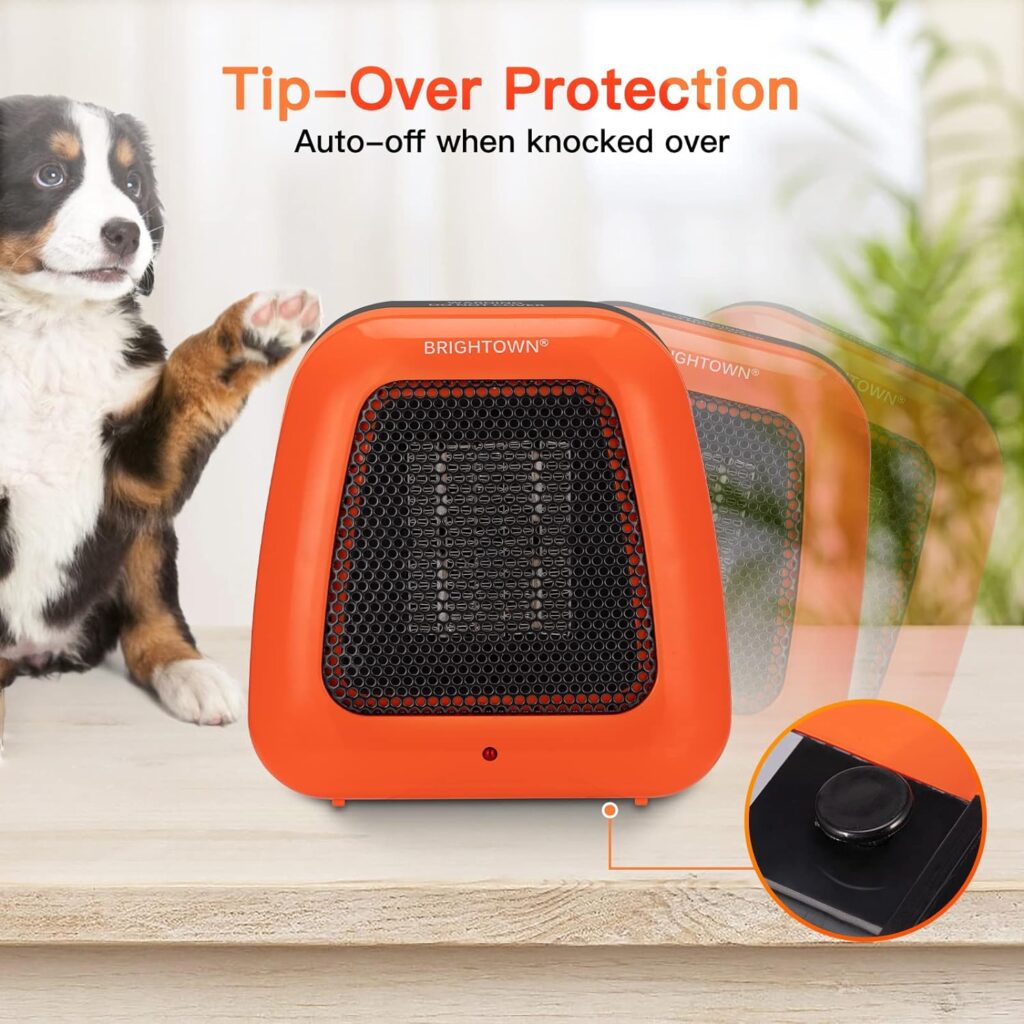 Small Space Heater for Indoor Use - 400W Low Wattage Portable Personal Mini Heater with Tip Over Protection, Low Noise Desk Heater for Office Bedroom Home Use