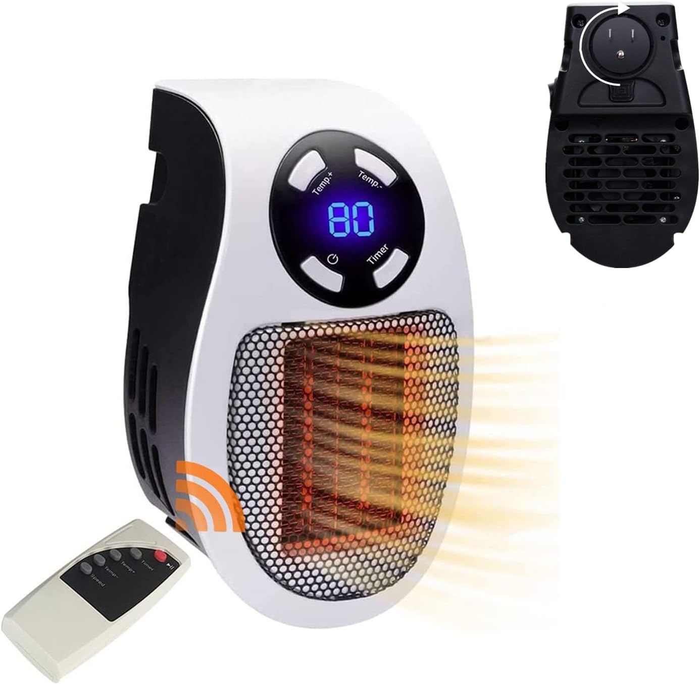 Upgrade Smart Wall Space Heater 500W/800W Portable Electric Small ...