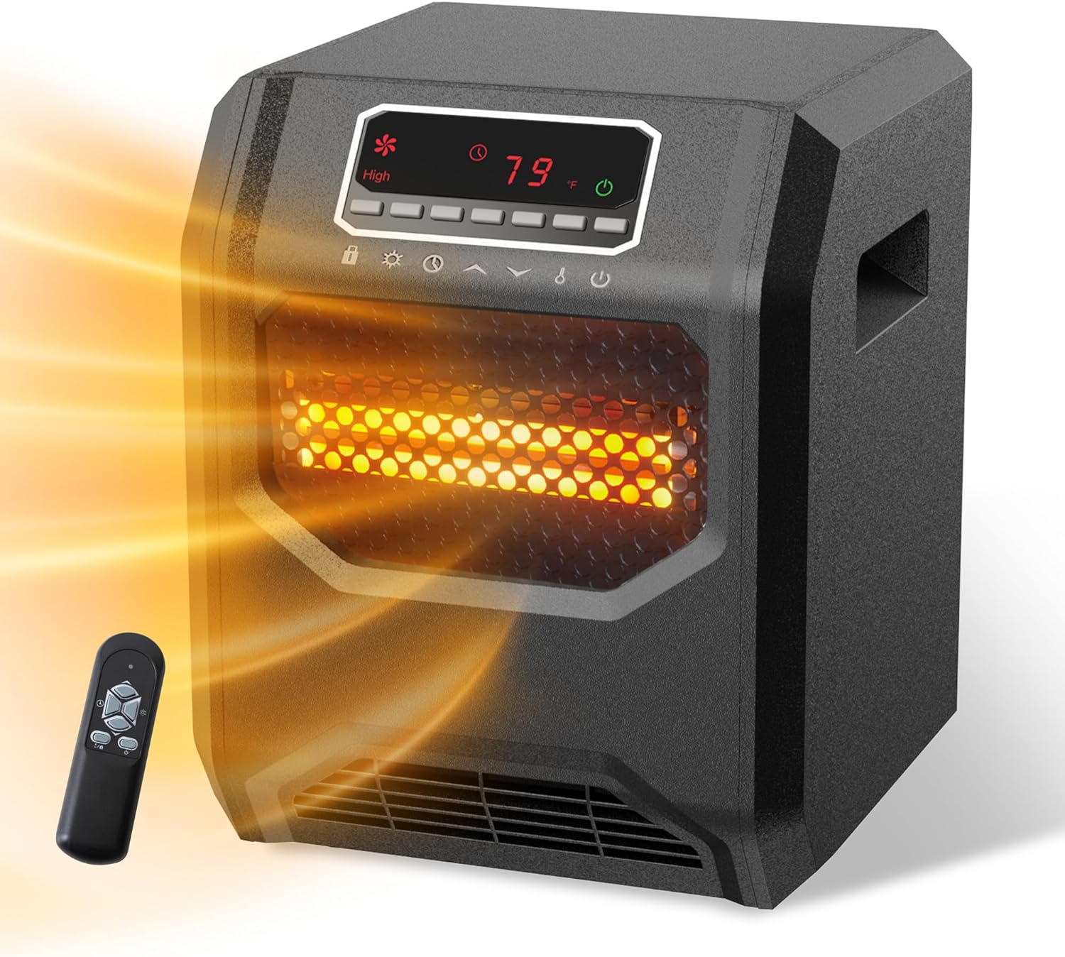 WEWARM Space Heater for Indoor Use, 1500W Electric Room Heaters Infrared Quartz Heaters with Thermostat, Portable Space Heater with 6 Heating Elements and Remote Control for Office Bedroom