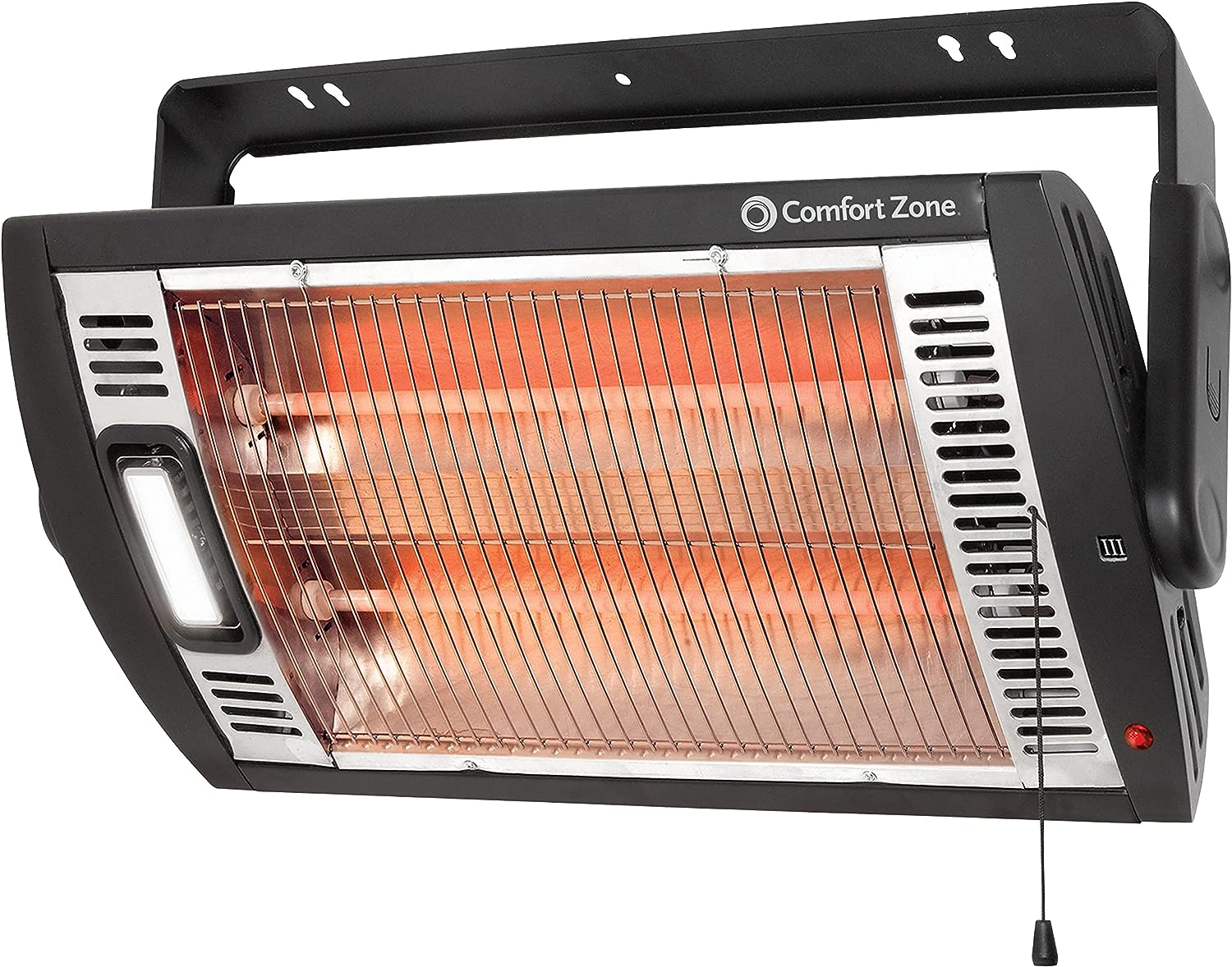 Comfort Zone CZQTV5M 750/1,500-Watt Ceiling Mounted Dual Quartz Radiant Heater with 90-Degree Adjustable Tilt, Metal Safety Grille, Overheat Protection (Hardware Included)