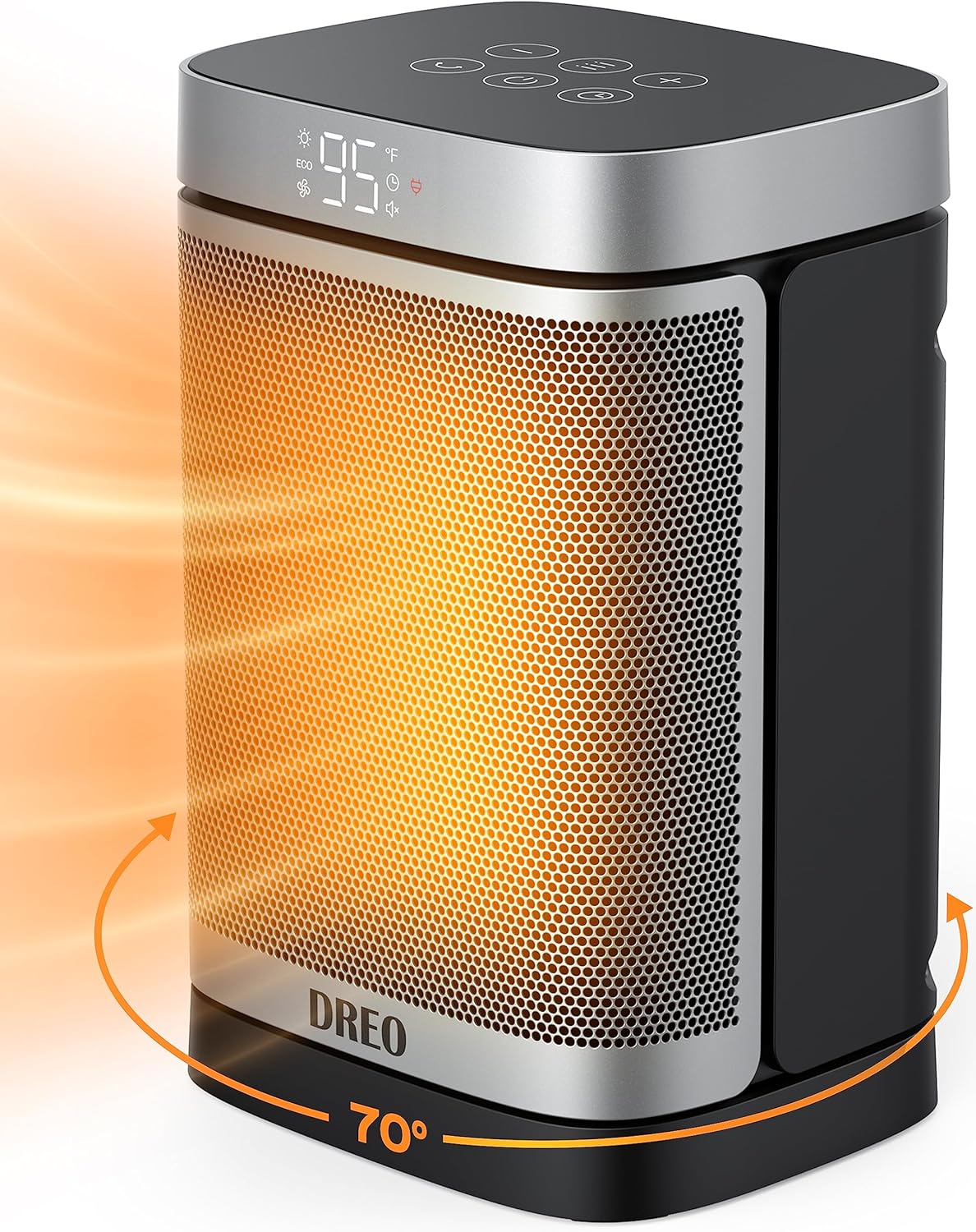 Dreo 1500W Space Heater, 70° Oscillating Electric Heater for Indoor Use, Digital Thermostat, 4 Modes, 12h Timer, Portable Personal Heater PTC Ceramic Heater Quick Safety Heating for Home Office