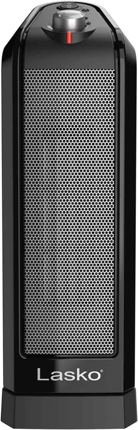 Lasko Oscillating Ceramic Space Heater for Home with Overheat Protection, Thermostat, and 3 Speeds, 15.7 Inches, Black, 1500W, CT16450, Small