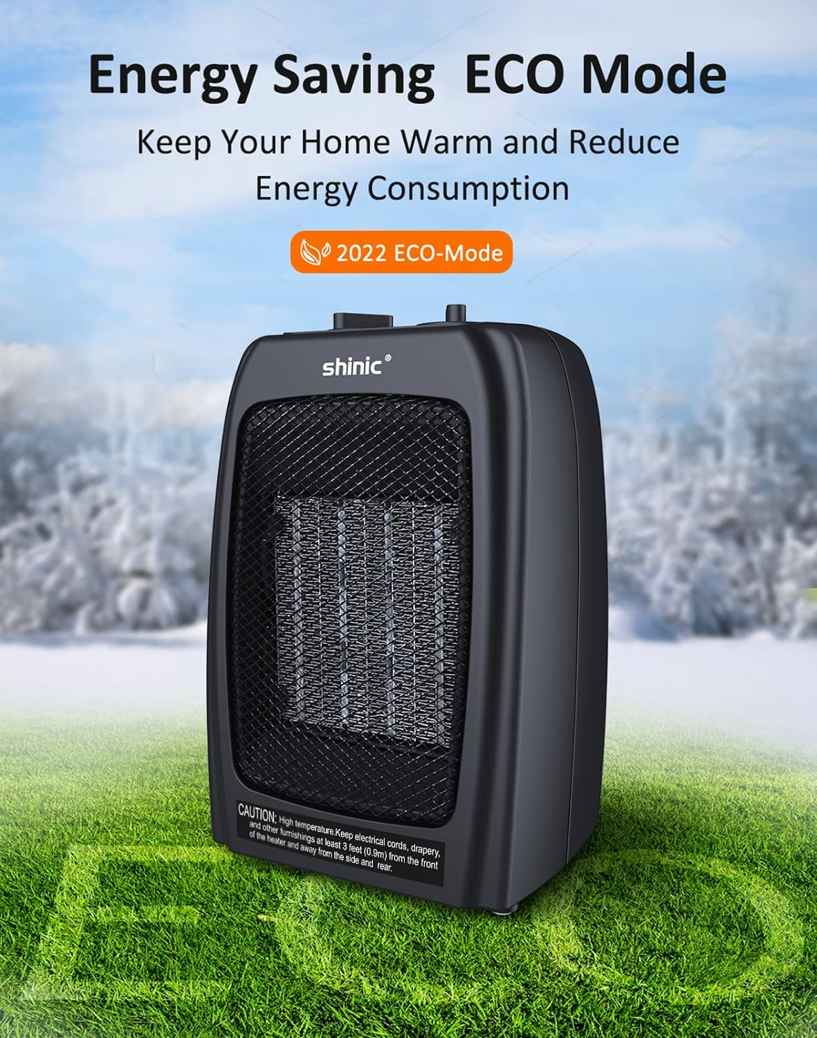Space Heater for Indoor Use, 1500W Ceramic Space Heater, 1s Fast Heat, Tip-Over and Overheat Protection, Electric Space Heater, Portable, Quiet Office and Small Room Desk Heater, Green