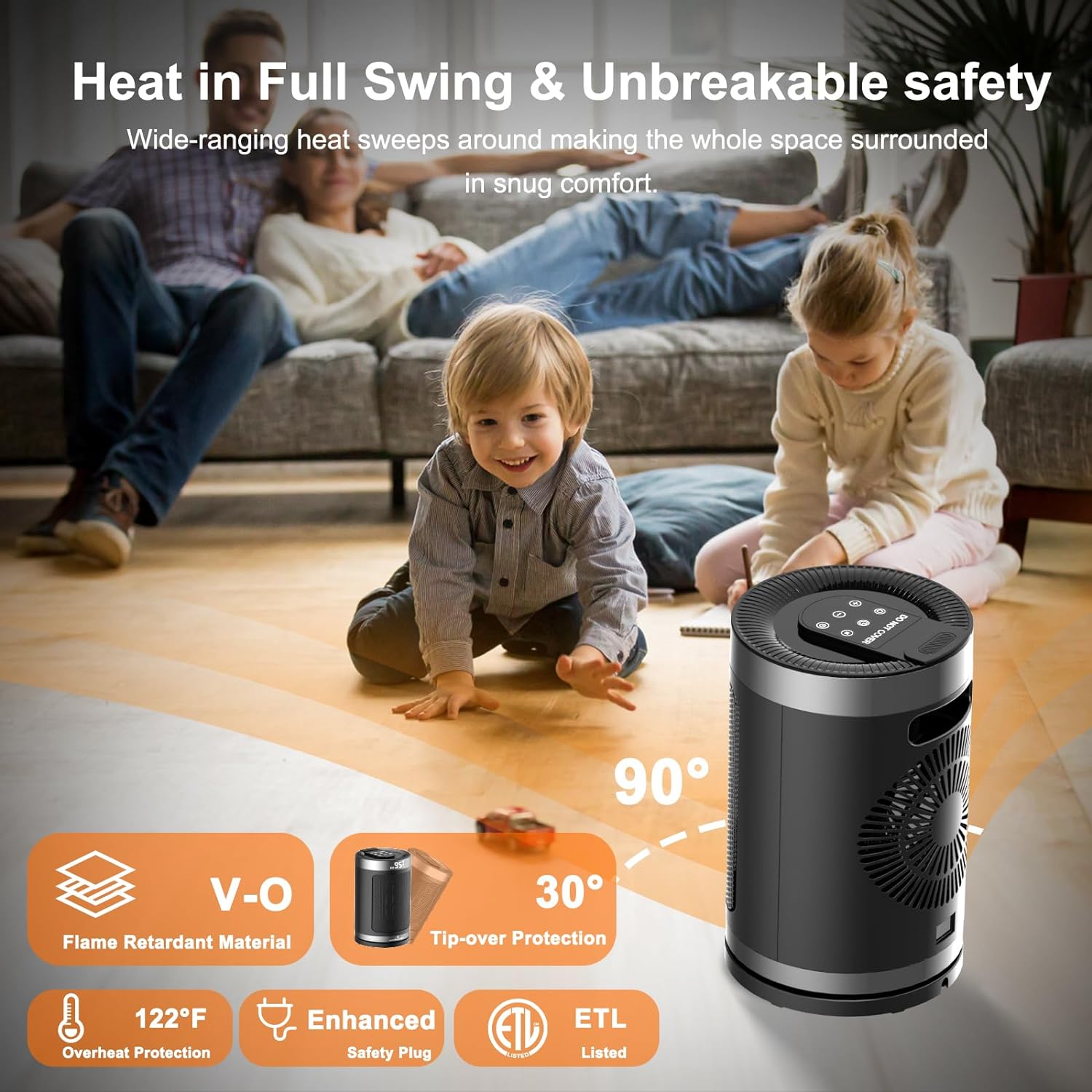 Space Heater for Indoor Use, 1500W PTC Ceramic Portable Heater with Thermostat Remote, 12h Timer, 90° Oscillation, Fast Safety Quiet Electric Heater for Office Home Bedroom : Home Kitchen